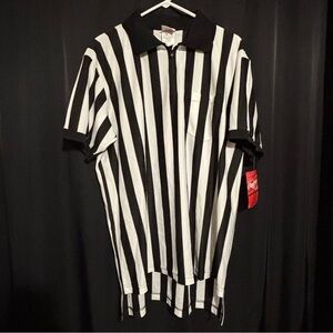 Rawlings Black and White XL Striped Short Sleeve Referee Shirt NWT